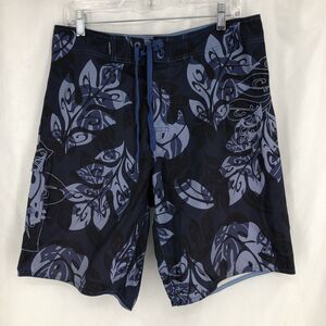 Crazy Shirts Hawaii Blue leaf print board shorts Swim Trunks 32